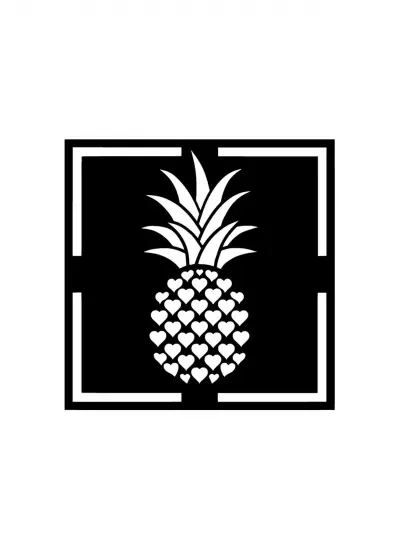 Kalpli Ananas Çerçeve Sticker Duvar Dekor Sticker 40 x 40 cm