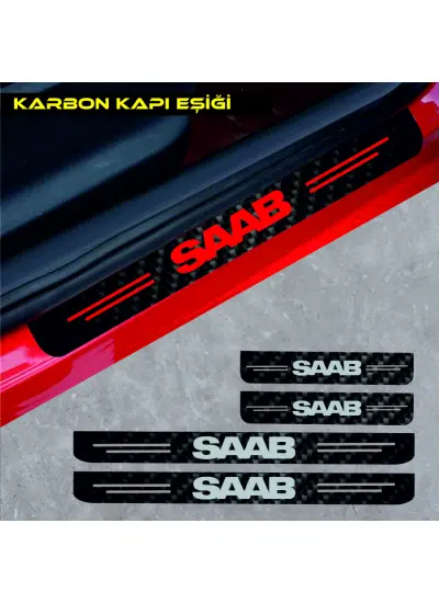 Saab Tüm Modelleri İçin Uyumlu Aksesuar Oto Kapı Eşiği Sticker Karbon 4 Adet