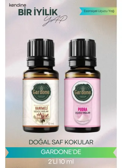 Pudra + Hanımeli (Oda Kokusu Aroma Terapi Buhurdanlık/Difüzör Yağı) Set 2 Adet x 10 ml