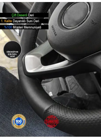 Opel Oto Modellerine Uyumlu Siyah Delikli Ve Düz Deri Direksiyon Kılıfı