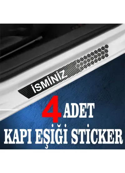 İsminiz özel Oto Kapı eşikleri Sticker Karbon 4 Adet