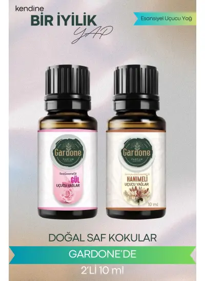 Gül + Hanımeli (Oda Kokusu Aroma Terapi Buhurdanlık/Difüzör Yağı) Set 2 Adet x 10 ml