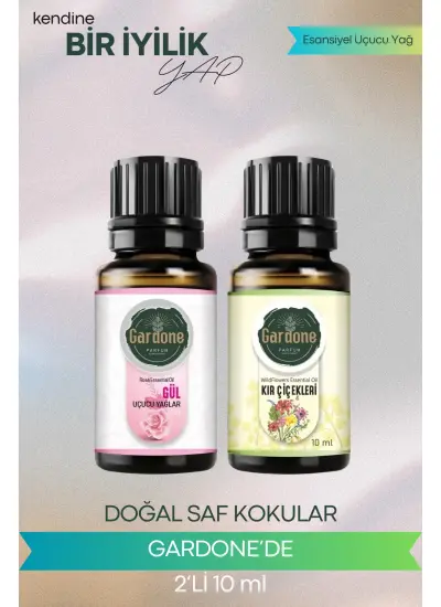 Gül + Kır Çiçeği (Oda Kokusu Aroma Terapi Buhurdanlık/Difüzör Yağı) Set 2 Adet x 10 ml