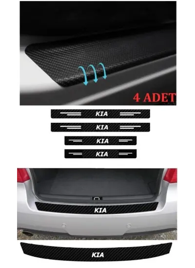 Kia Ceed İçin Uyumlu Aksesuar Oto Bagaj Ve Kapı Eşiği Sticker Seti Karbon