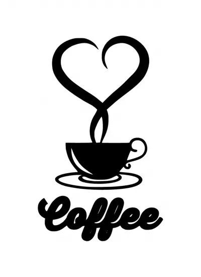 Love Coffee Sticker (Oto-Motor-Laptop-Duvar-Dekor) 20 x 32 cm