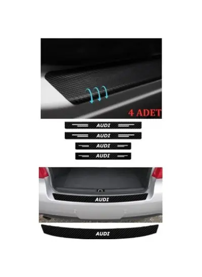 Audi Tüm Modelleri İçin Uyumlu Aksesuar Oto Bağaj Ve Kapı Eşiği Sticker Set Karbon