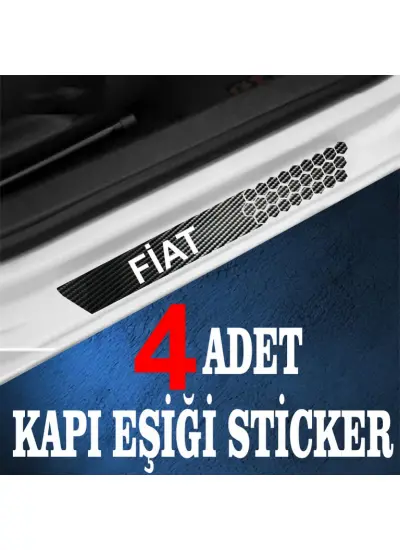 Fiat uyumlu  özel Oto Kapı eşikleri Sticker Karbon 4 Adet