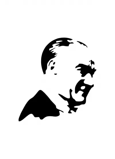 Atatürk Silüeti Sticker (Oto-Motor-Laptop-Duvar-Dekor) 30 x 33 cm