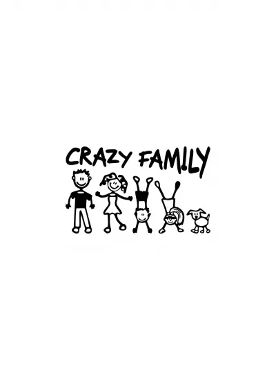 Crazy Family Sticker (Oto-Motor-Laptop-Duvar-Dekor) 20 x 12 cm