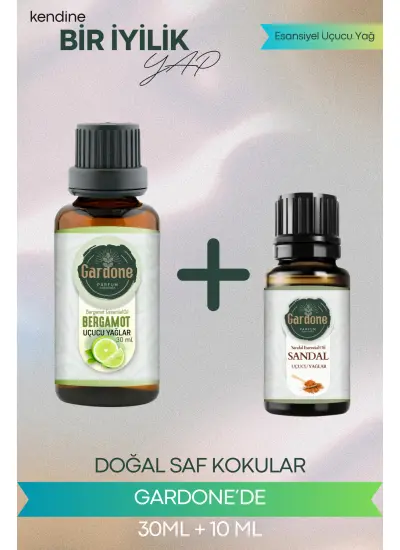 Bergamot 30 ml + Sandal 10 ml (Oda Kokusu Aroma Terapi Buhurdanlık/Difüzör Yağı) Set 2 Adet