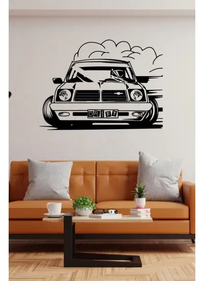 Drift Modifiyeli Araba Duvar Dekor  Sticker  60 x 40 cm