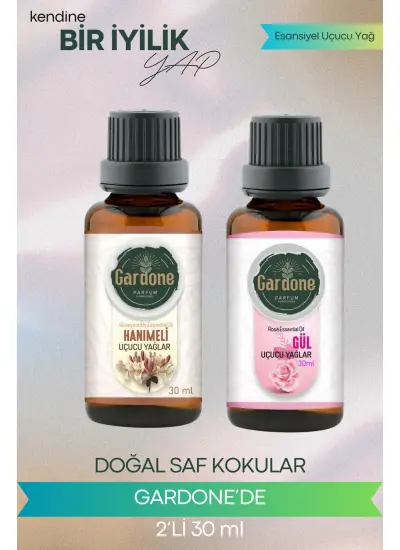 Gül + Hanımeli (Oda Kokusu Aroma Terapi Buhurdanlık/Difüzör Yağı) Set 2 Adet x 30 ml