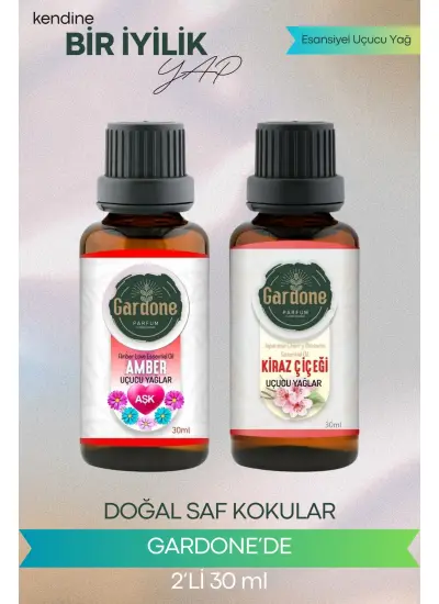 Amber + Kiraz Çiçeği (Oda Kokusu Aroma Terapi Buhurdanlık/Difüzör Yağı) Set 2 Adet x 30 ml