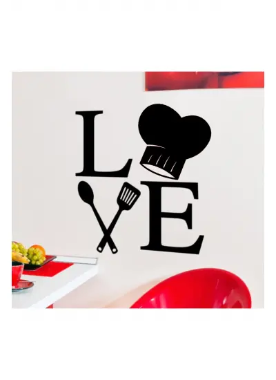 Love Cooking Sticker (Oto-Motor-Laptop-Duvar-Dekor) 10 x 11 cm