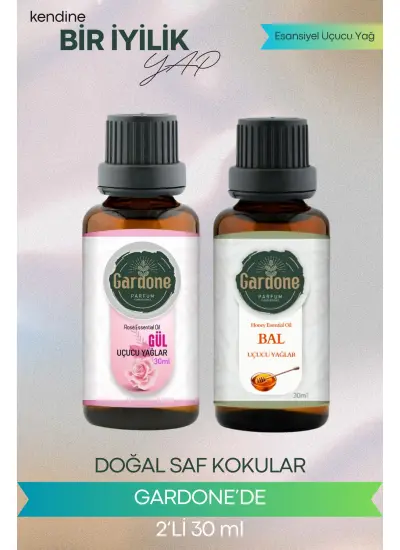 Gül + Bal (Oda Kokusu Aroma Terapi Buhurdanlık/Difüzör Yağı) Set 2 Adet x 30 ml