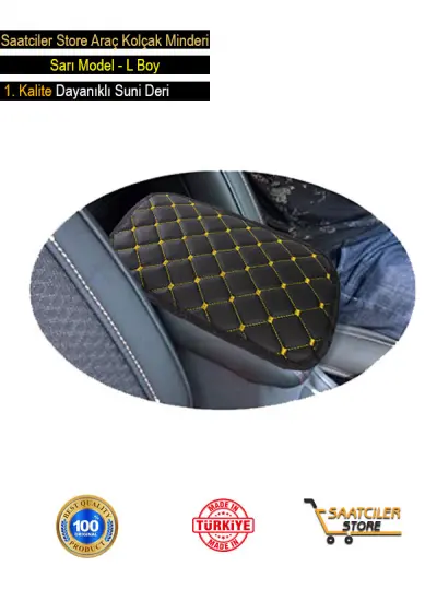 Seat Oto Modellerine Uygun Kolçak Örtüsü Capitone Süngerli Sarı Nakışlı