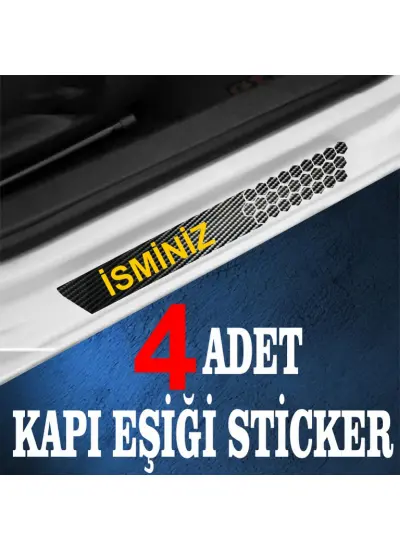 İsminiz özel Oto Kapı eşikleri Sticker Karbon 4 Adet