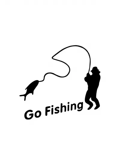 Go Fishing Sticker (Oto-Motor-Laptop-Duvar-Dekor) 20 x 20 cm