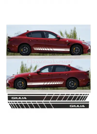 Alfa Romeo Giulia İçin Uyumlu Aksesuar Oto Yan Şerit Sticker Beyaz Uzunluk 175 Cm