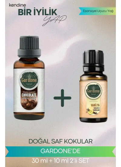 Çikolata 30 ml + Vanilya 10 ml (Oda Kokusu Aroma Terapi Buhurdanlık/Difüzör Yağı) Set 2 Adet