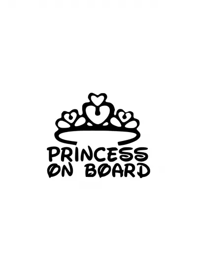 Princess on Board Sticker (Oto-Motor-Laptop-Duvar-Dekor) 20 x 16 cm