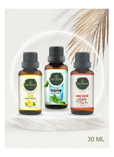 Limon + Nane + Kiraz Çiçeği (Oda Kokusu Aroma Terapi Buhurdanlık/Difüzör Yağı) 3 Adet x 30 ml