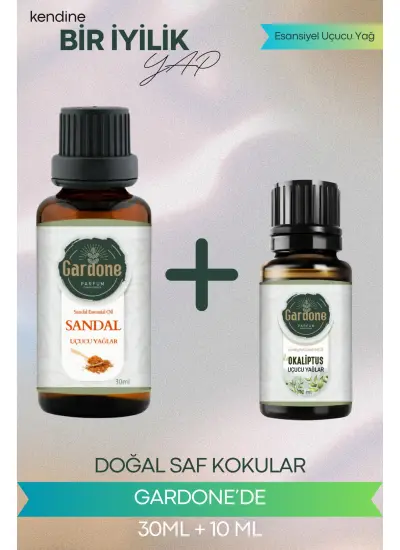 Sandal 30 ml + Okaliptus 10 ml (Oda Kokusu Aroma Terapi Buhurdanlık/Difüzör Yağı) Set 2 Adet