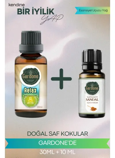 Relax 30 ml + Sandal 10 ml (Oda Kokusu Aroma Terapi Buhurdanlık/Difüzör Yağı) Set 2 Adet