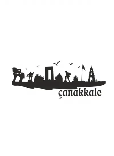 Çanakkale Silüeti Sticker (Oto-Motor-Laptop-Duvar-Dekor) 10 x 3 cm