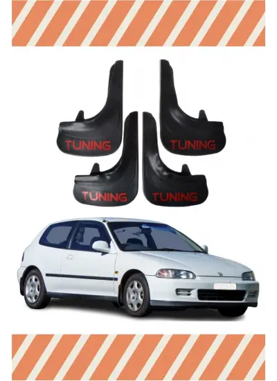 Honda Civic 1992-1995 Tunıng Yazılı 4Lü Tozluk Çamurluk Paçalık