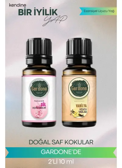 Gül + Vanilya (Oda Kokusu Aroma Terapi Buhurdanlık/Difüzör Yağı) Set 2 Adet x 10 ml