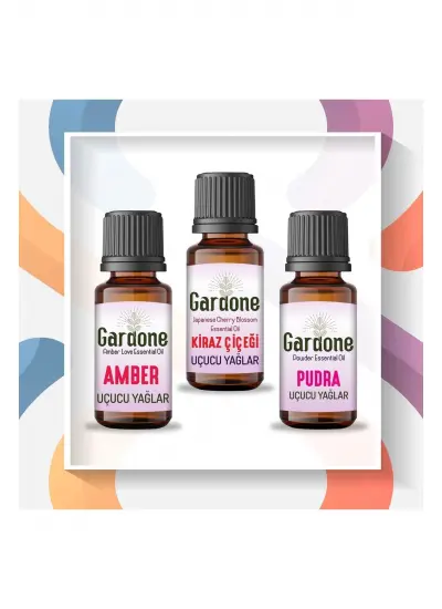 Amber + Kiraz + Pudra (Oda Kokusu Aroma Terapi Buhurdanlık/Difüzör Yağı) 3 Adet x 10 ml