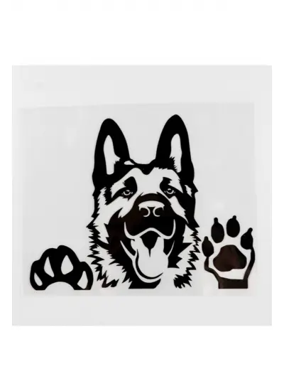 Camdan Bakan Kurt Köpeği Tasarım Oto Stickerı Siyah 12.3 x 15.6 Cm