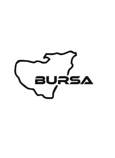 Bursa İl Haritası Oto Cam Sticker 14 x 8 Cm