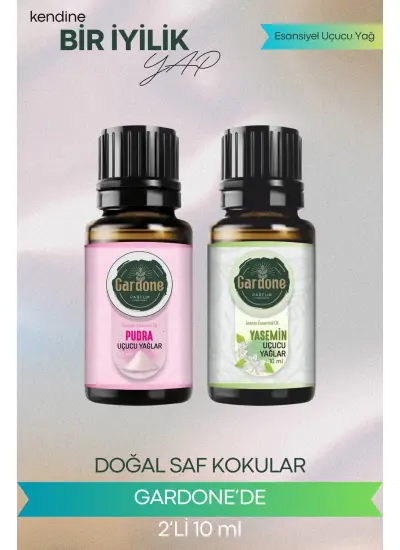 Pudra + Yasemin (Oda Kokusu Aroma Terapi Buhurdanlık/Difüzör Yağı) Set 2 Adet x 10 ml