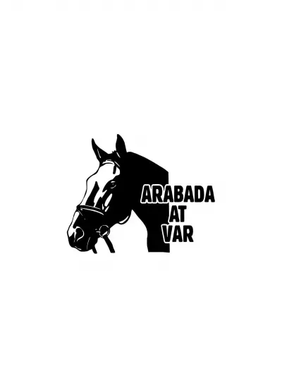 Arabada At Var Sticker (Oto-Motor-Laptop-Duvar-Dekor) 20 x 16 cm