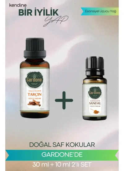 Tarçın 30 ml + Sandal 10 ml (Oda Kokusu Aroma Terapi Buhurdanlık/Difüzör Yağı) Set 2 Adet