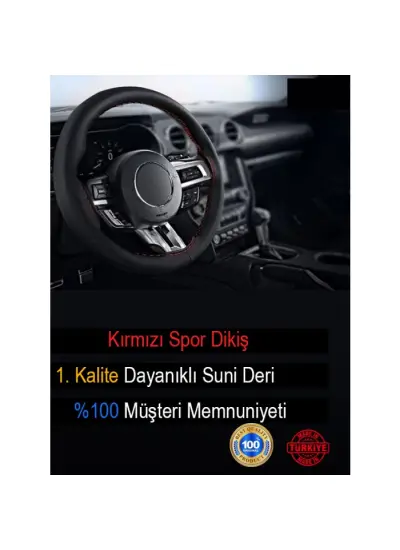 Geely Oto Modellerine Uyumlu Deri Direksiyon Kılıfı, Dikmeli Kırmızı Spor Dikişli