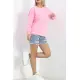 Bisiklet Yaka Sweat Pembe - 3042.275.