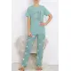 Desenli Pijama Takımı Mint - 18735.1567.