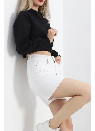 Şardonlu Oversize Crop Sweat Siyah - 21391.200.