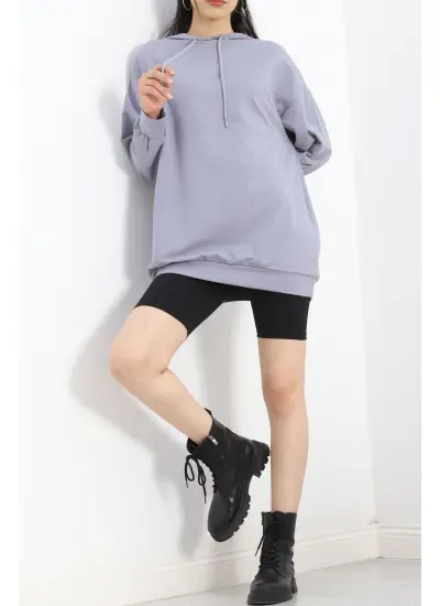 Oversize Kapşonlu Sweat Füme - 1492.1095.