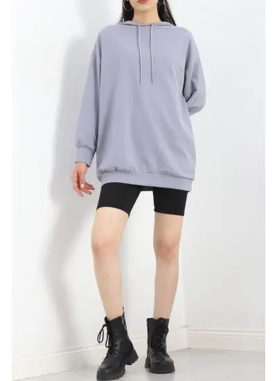 Oversize Kapşonlu Sweat Füme - 1492.1095.