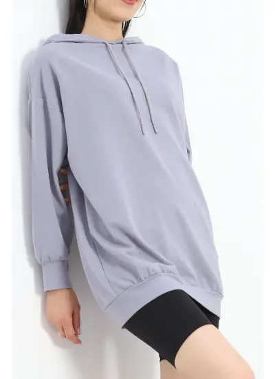 Oversize Kapşonlu Sweat Füme - 1492.1095.