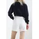 Şardonlu Oversize Crop Sweat Lacivert - 21391.200.