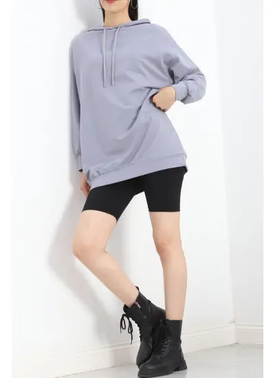 Oversize Kapşonlu Sweat Füme - 1492.1095.