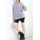 Oversize Kapşonlu Sweat Füme - 1492.1095.