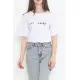 Beli Lastikli Crop Tişört Beyaz - 16550.1567.