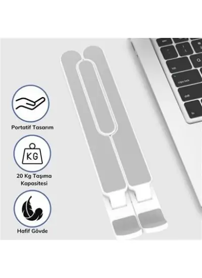 BUFFER® Ayarlanabilir Plastik Dizüstü Destek Tabanı Katlanabilir Taşınabilir Laptop Sehpası Yükselti