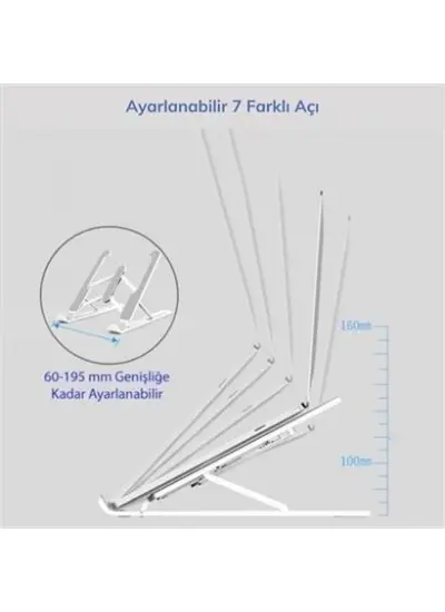 BUFFER® Ayarlanabilir Plastik Dizüstü Destek Tabanı Katlanabilir Taşınabilir Laptop Sehpası Yükselti